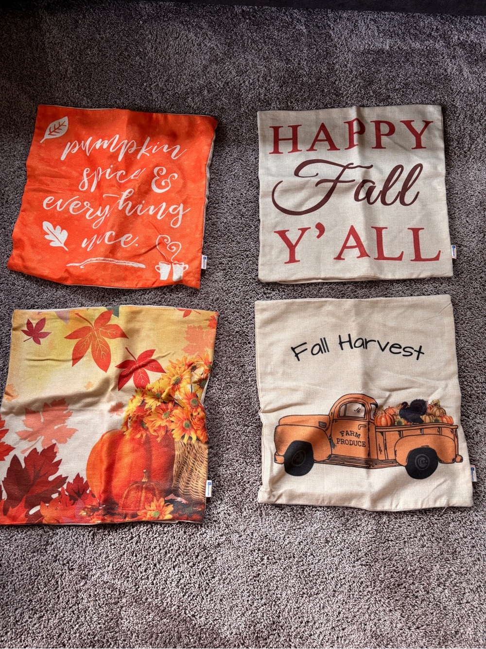 Fall Decorative Throw Pillow Covers - Pumpkin Spice & Harvest Truck